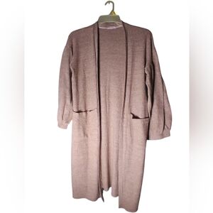 Cherish womens long light brown cardigan sweater pockets size large